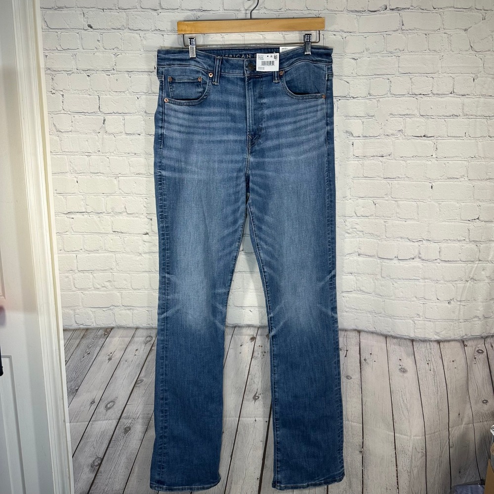 NEW American Eagle Mens Airflex+ Slim Bootcut Jeans 34x36 Medium Indigo 6833